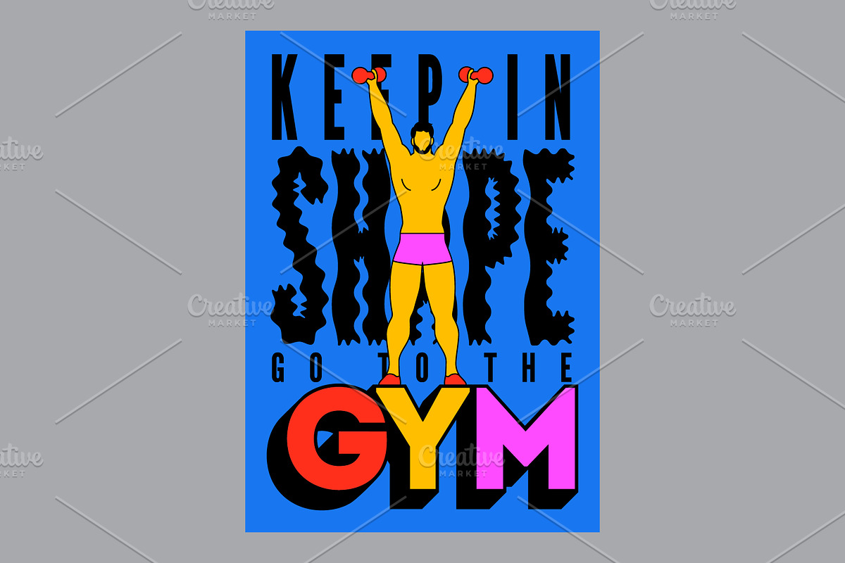 Gym vintage vector poster set., a Sport Illustration by PoPaShop (Photo 8 of 8)