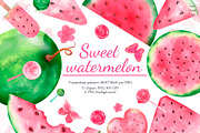 Watermelon watercolor clipart., an Illustration by AnaGuziiArt (Thumbnail 1 of 14)