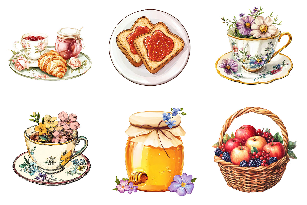 Cottagecore Breakfast Clipart Set, an Illustration by Designking (Photo 4 of 5)