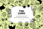 Hand Drawn Tiki Luau Illustrations, a Food Illustration by rabeccky (Thumbnail 1 of 7)