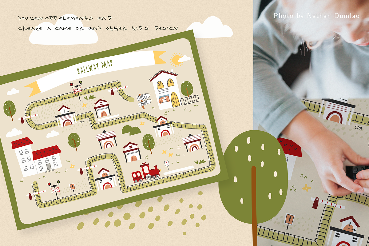 Kids cute railway collection, an Illustration by DigARTbyHavroshka (Photo 7 of 9)