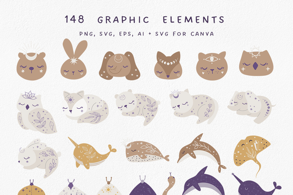 Celestial Animals clipart & pattern, an Animal Illustration by polikarpovaart (Photo 8 of 10)