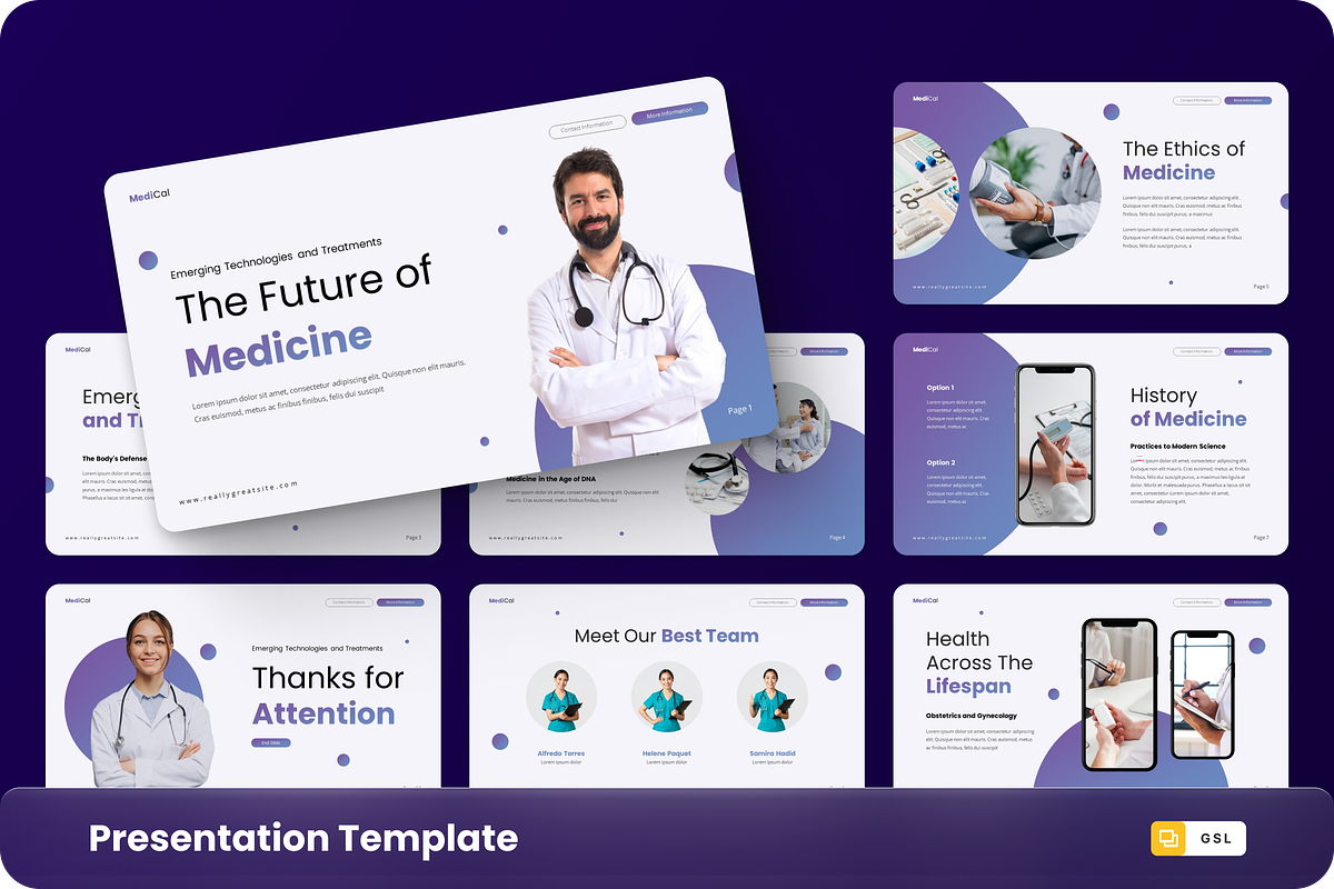 Medical Health Google Slide Template, a Presentation Template by GraphauseProject (Photo 1 of 6)