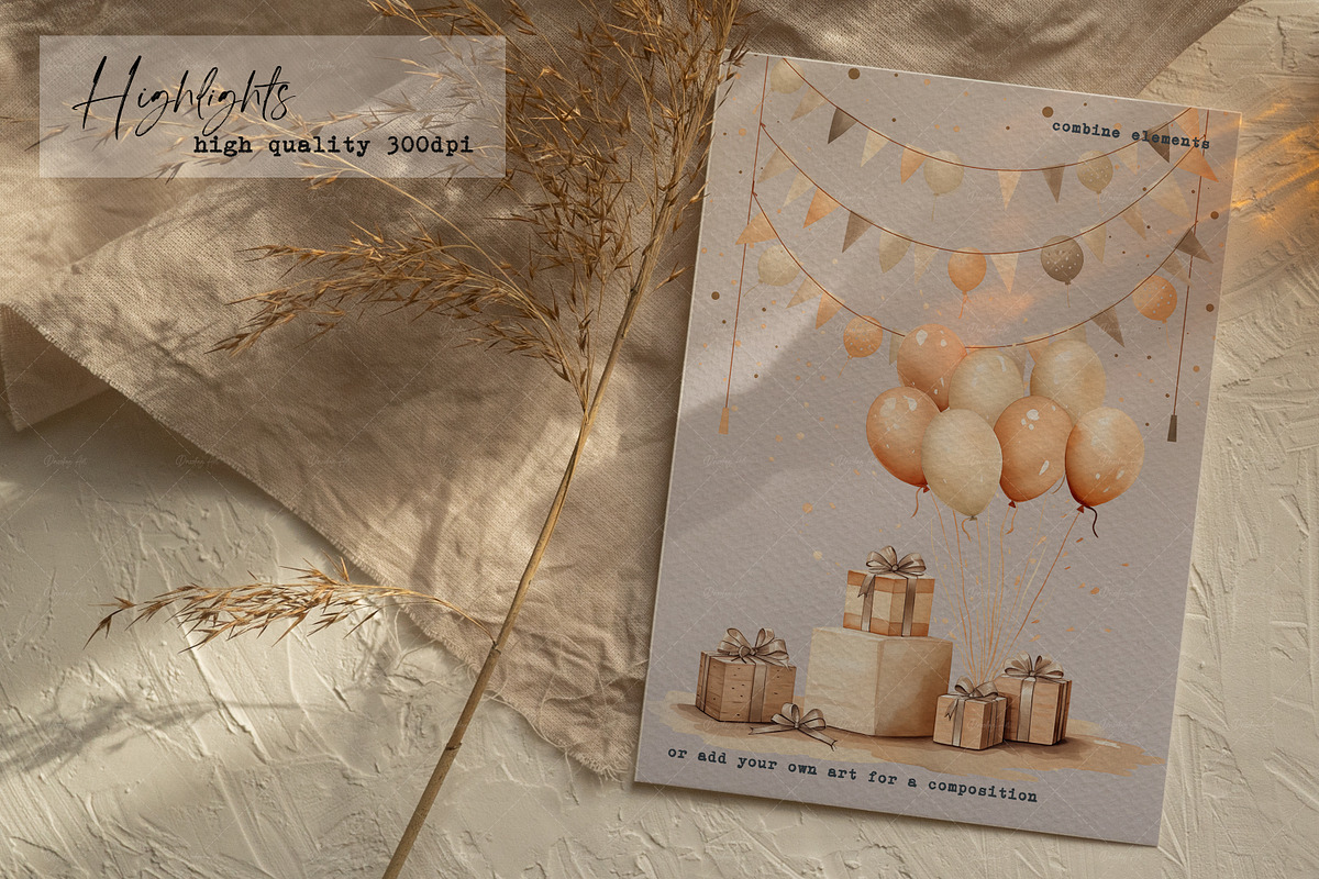 Watercolor Bronze Birthday Elegance, an Illustration by Dazzling Art Boutique (Photo 4 of 11)