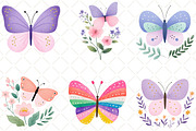 Watercolor Butterfly Clipart, an Illustration by Black Bird Studio (Thumbnail 2 of 6)