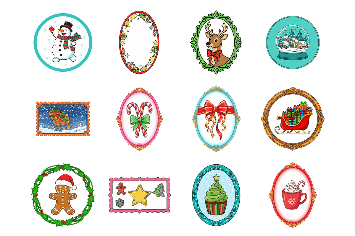 Christmas Cute Vintage Frame PNG, an Illustration by SinaCreation (Photo 2 of 7)
