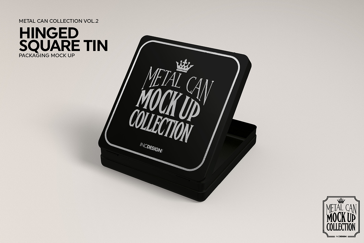 Hinged Square Tin Mockup, a Product Mockup by INCDesign (Photo 4 of 5)
