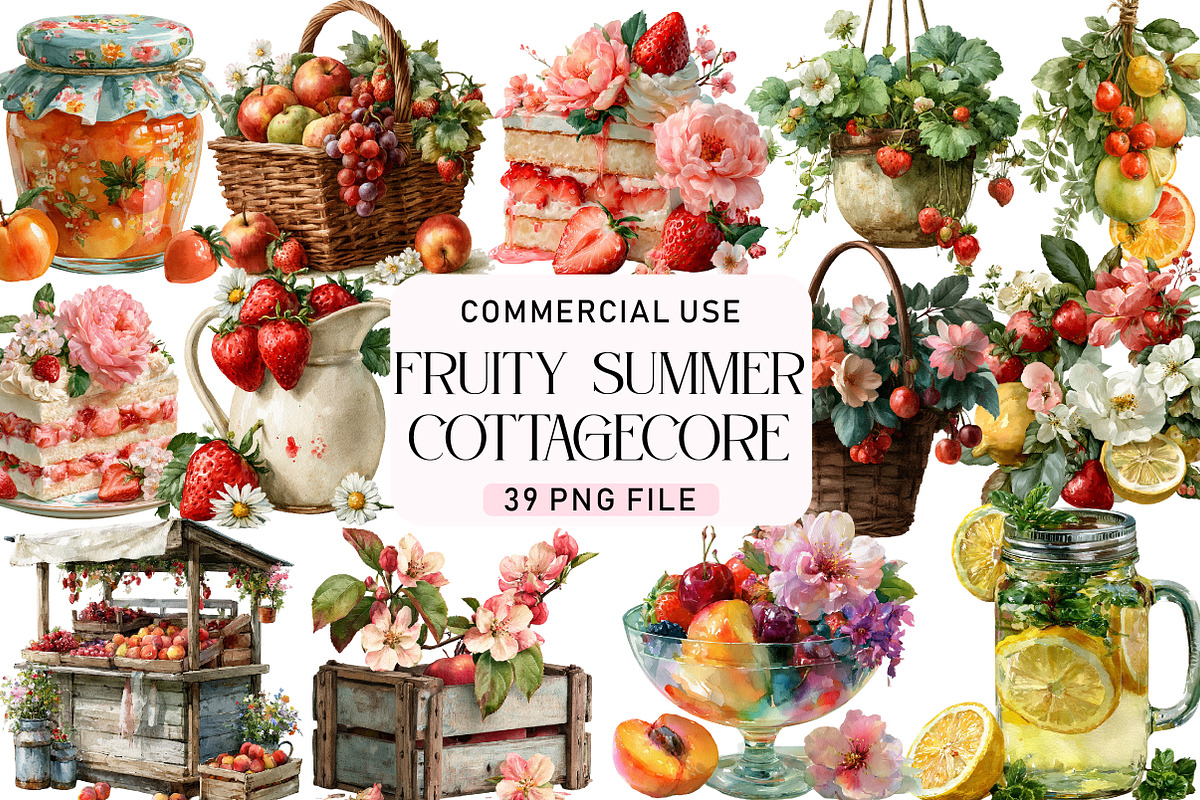 Fruity Summer Cottagecore Clipart, a Seasonal Illustration by Daily.Designs (Photo 1 of 3)