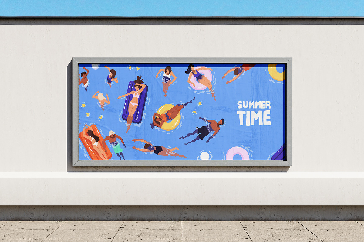 People in pool, set + backgrounds, a Person Illustration by PaperTrident (Photo 7 of 8)