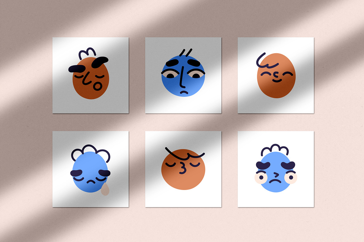 Cute funny abstract face icons set, a Person Illustration by Good Studio (Photo 5 of 6)