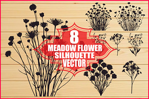 Meadow Flower Silhouette Vector, an Illustration by Designs_River