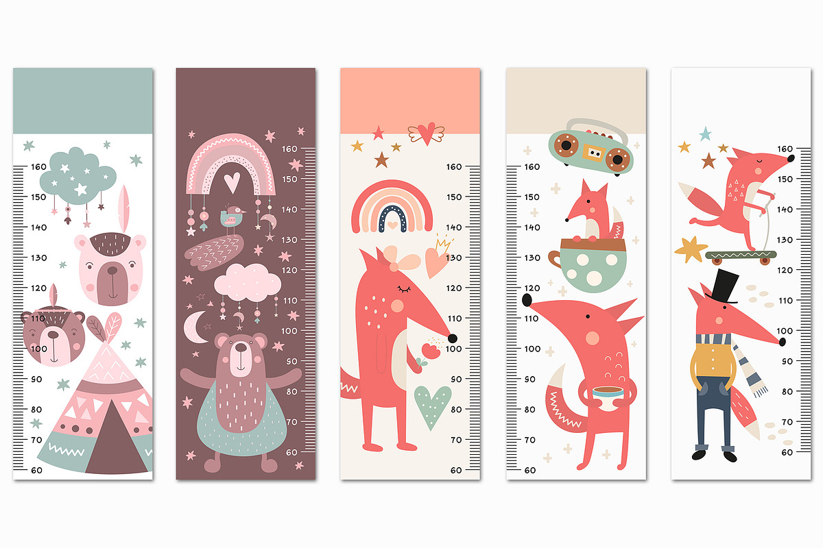 Height chart for kids nursery art, an Education Illustration by Nursery Art (Photo 5 of 12)