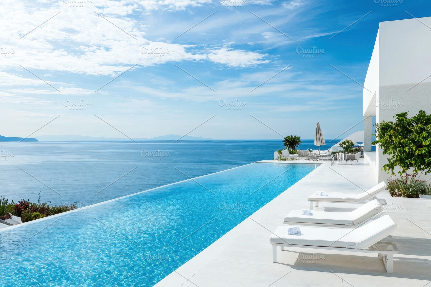 Luxury modern white beach hotel, a Photo by Pavel_design