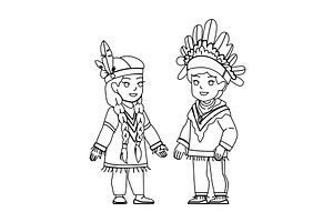 Kid American Indian Vector