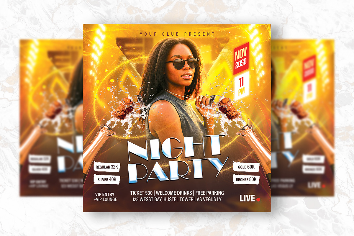 Night Party Flyer Design Template, a Flyer Template by Shajib Shikder (Photo 2 of 2)
