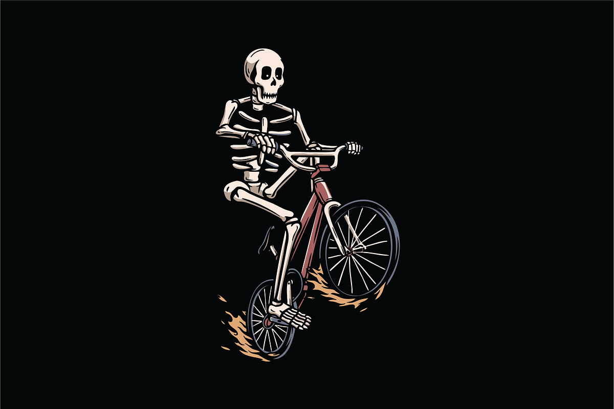 Skeleton Riding Bicycle, an Object Illustration by nomlimo.com (Photo 1 of 3)