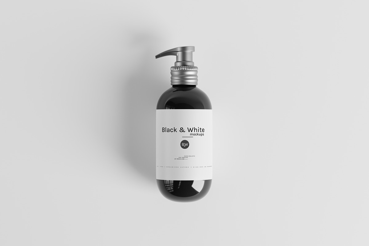Black & White Mockups - Pump Bottles, a Packaging Mockup by pmvch (Photo 38 of 160)