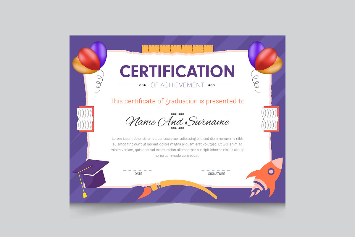 Kindergarten certificate template, a Card Template by thedesignsource