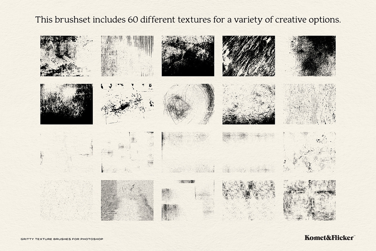 Gritty Texture Brushes for Photoshop, a Brush Add-On by Komet & Flicker (Photo 14 of 14)