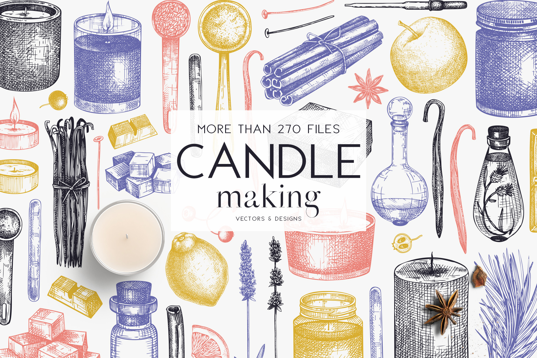 Hand drawn candles vector collection