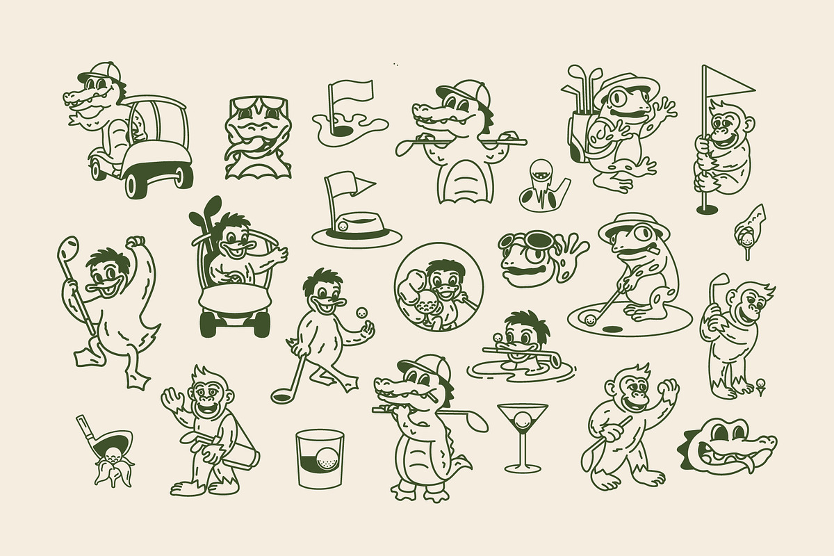Golf Mascot Illustration Pack, a Sport Illustration by Skilline Supply Co. (Photo 2 of 11)