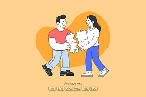 Teamwork Puzzle Collaboration, a Person Illustration by Partikusi Design