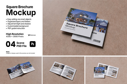 Square Brochure Mockup Bundle Set