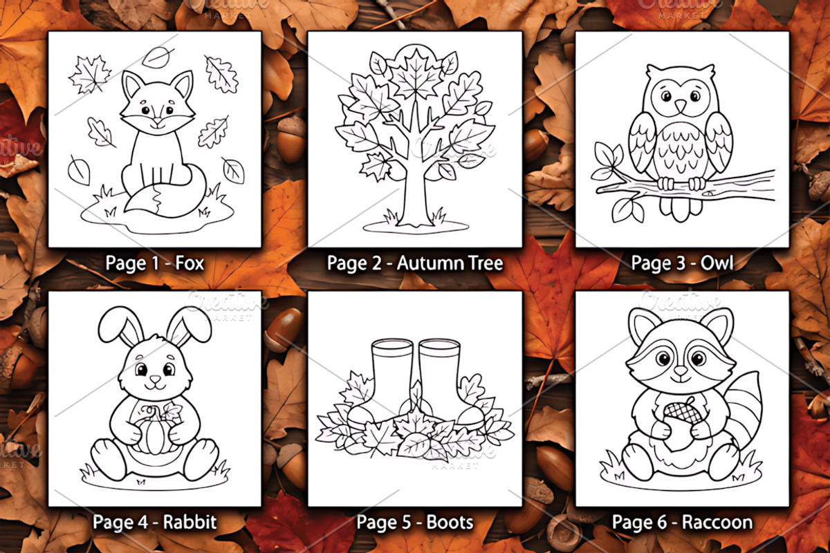 Autumn Halloween Christmas Coloring, a Seasonal Illustration by Design Station (Photo 2 of 4)