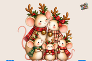 Whimsical Christmas Mouse Family, a Seasonal Illustration by Printable Design Store (Thumbnail 1 of 3)