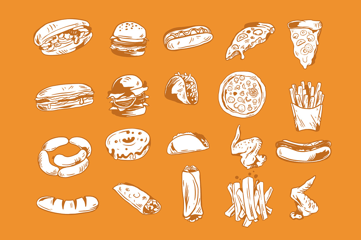 Hand Drawn Fast Food Illustration, a Food Illustration by Pokal Studio (Photo 4 of 6)