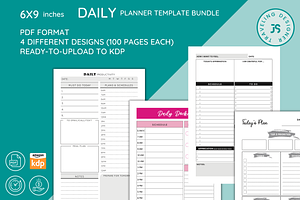 DAILY PLANNER TEMPLATE BUNDLE KDP