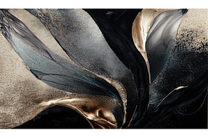 Black Gold Acrylic Fluid Textures