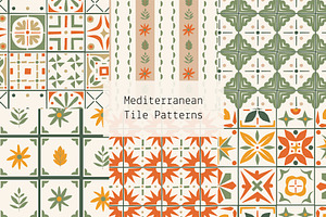 Mediterranean Tile patterns, a Pattern Graphic by Lyolya Profitrolya