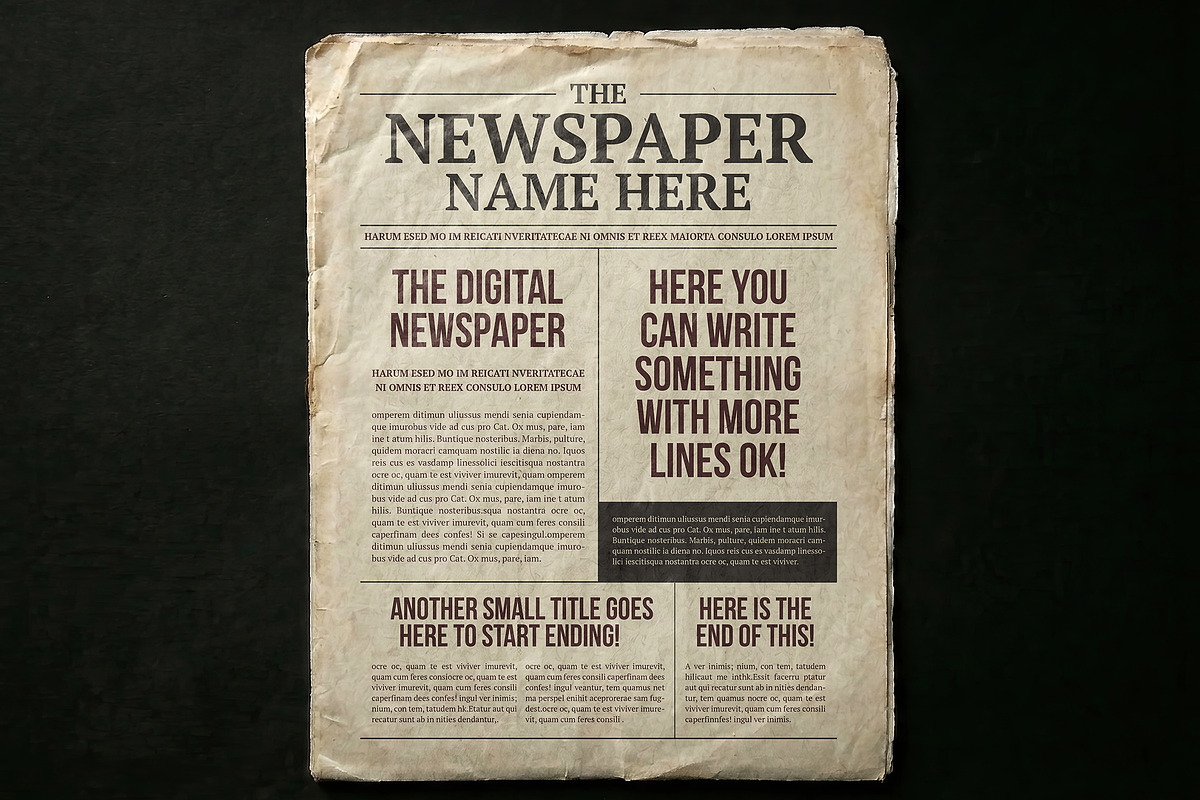 Newspaper Mockups Editable Content, a Books & Magazine Mockup by Luuqas Design (Photo 1 of 4)