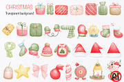 Merry Christmas watercolor clip art, a Seasonal Illustration by Vavavan Artwork (Thumbnail 4 of 5)