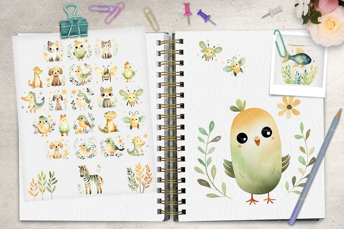 Watercolor Boho Animals, an Animal Illustration by Dazzling Art Boutique (Photo 2 of 5)