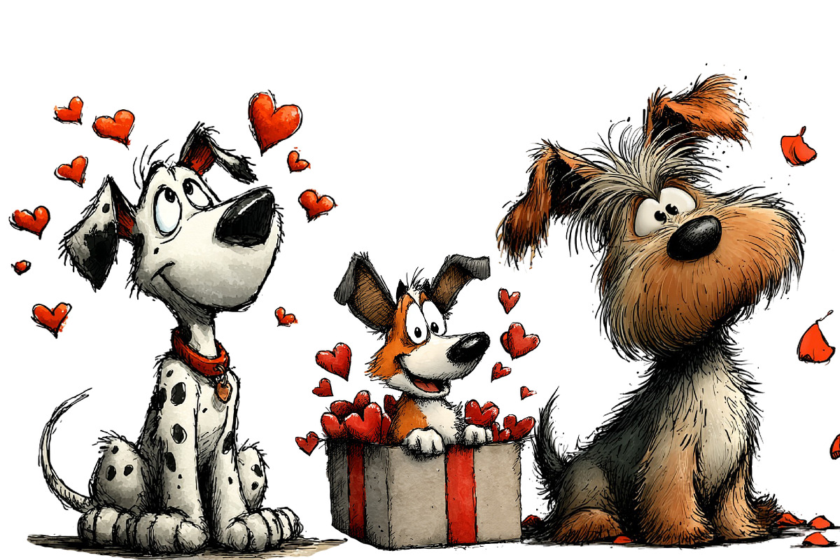 Whimsical Valentine Dogs Clipart, an Illustration by Designworld (Photo 4 of 5)
