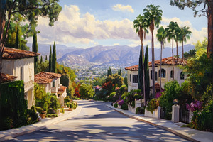 Sunny street view of Beverly Hills w, a Photo by Iftikhar Alam