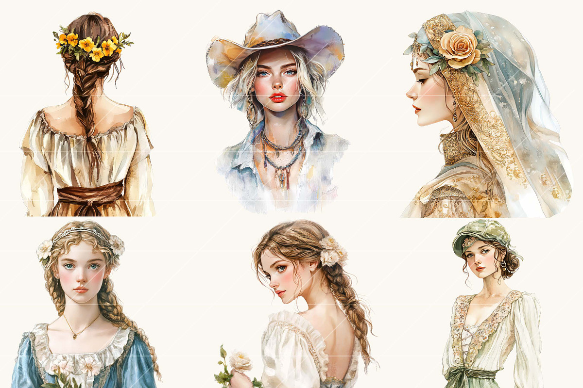 Watercolor Renaissance Lady, a Person Illustration by Design Scotch (Photo 3 of 8)