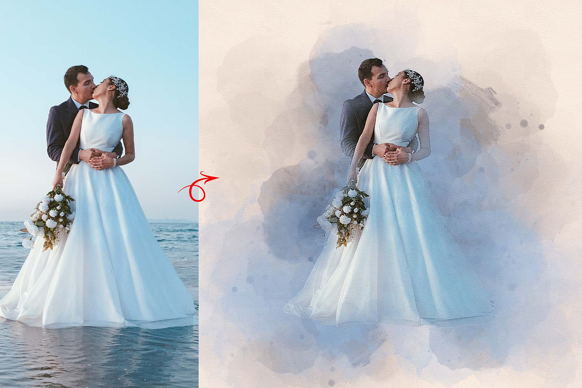 Wedding Watercolor Portrait Action, an Action Add-On by MRI STUDIO (Photo 2 of 12)