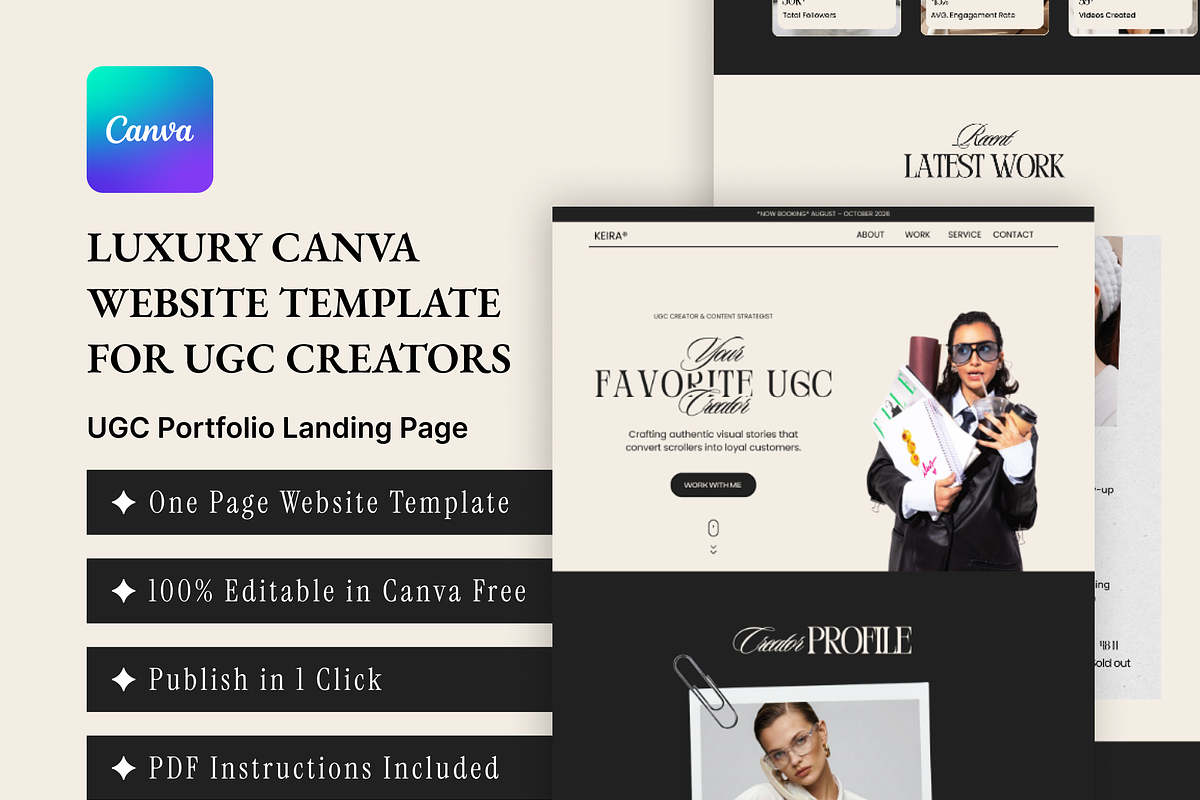Canva Website Template UGC Creator, a Marketing Template by AtelierDuVow (Photo 4 of 10)