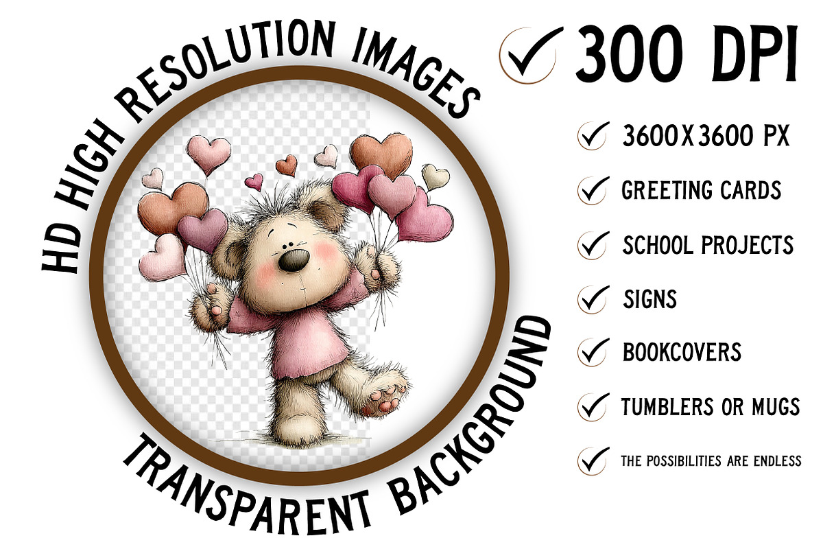 Quirky Valentine Teddy Bear Clipart, an Illustration by Craft Nest (Photo 2 of 11)