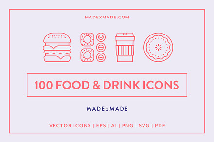 Food & Drink Line Icons, an Outline Icon by Made by Made