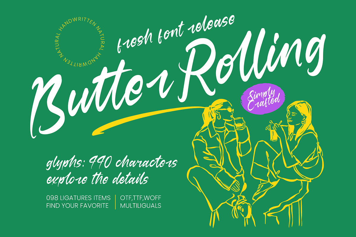 Butter Rolling Natural Handwritten, a Script Font by Letterena Studios Script (Photo 1 of 10)