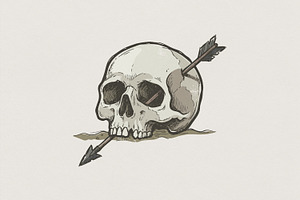 Skull PNG With Arrow, Vintage, an Illustration by SharpMarketplace