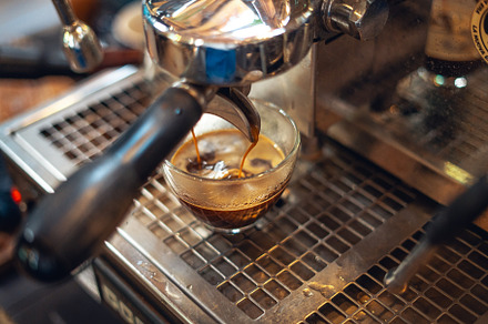 Preparing coffee with coffee maker, a Photo by Art Rachen