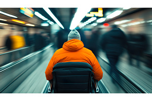 Person in wheelchair traveling on, a Transportation Photo by Lermont51