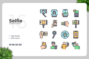 Selfie Colored Icons, an Icon by Upnowgraphic