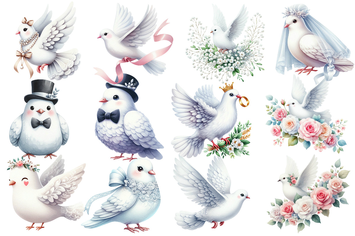Wedding Doves Clipart, an Illustration by Designworld (Photo 4 of 5)