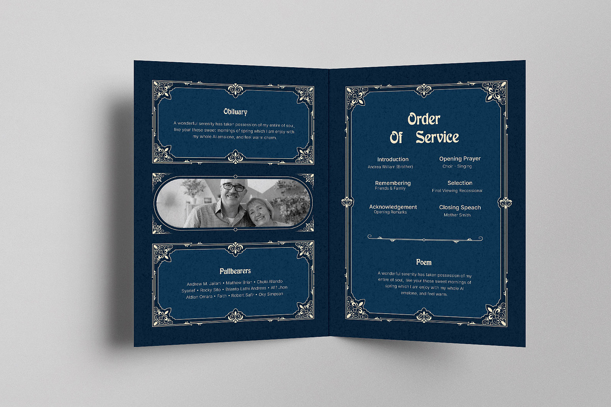 Navy Classic Funeral Program, a Brochure Template by Neermana (Photo 3 of 4)